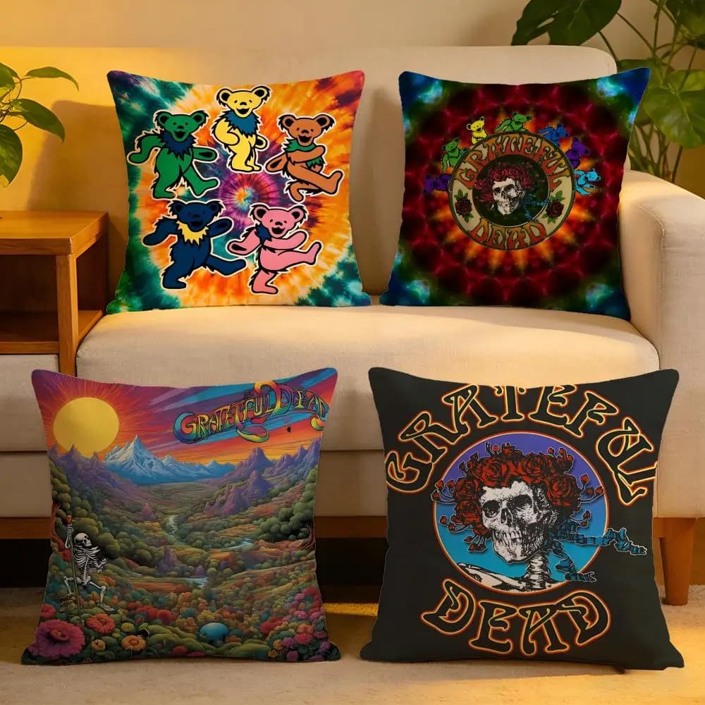 Cushion Cover Linen Skin-Friendly Soft Decorative Case for Sofa Home Decor Pillow Cover G-Grateful D-Dead Anmie
