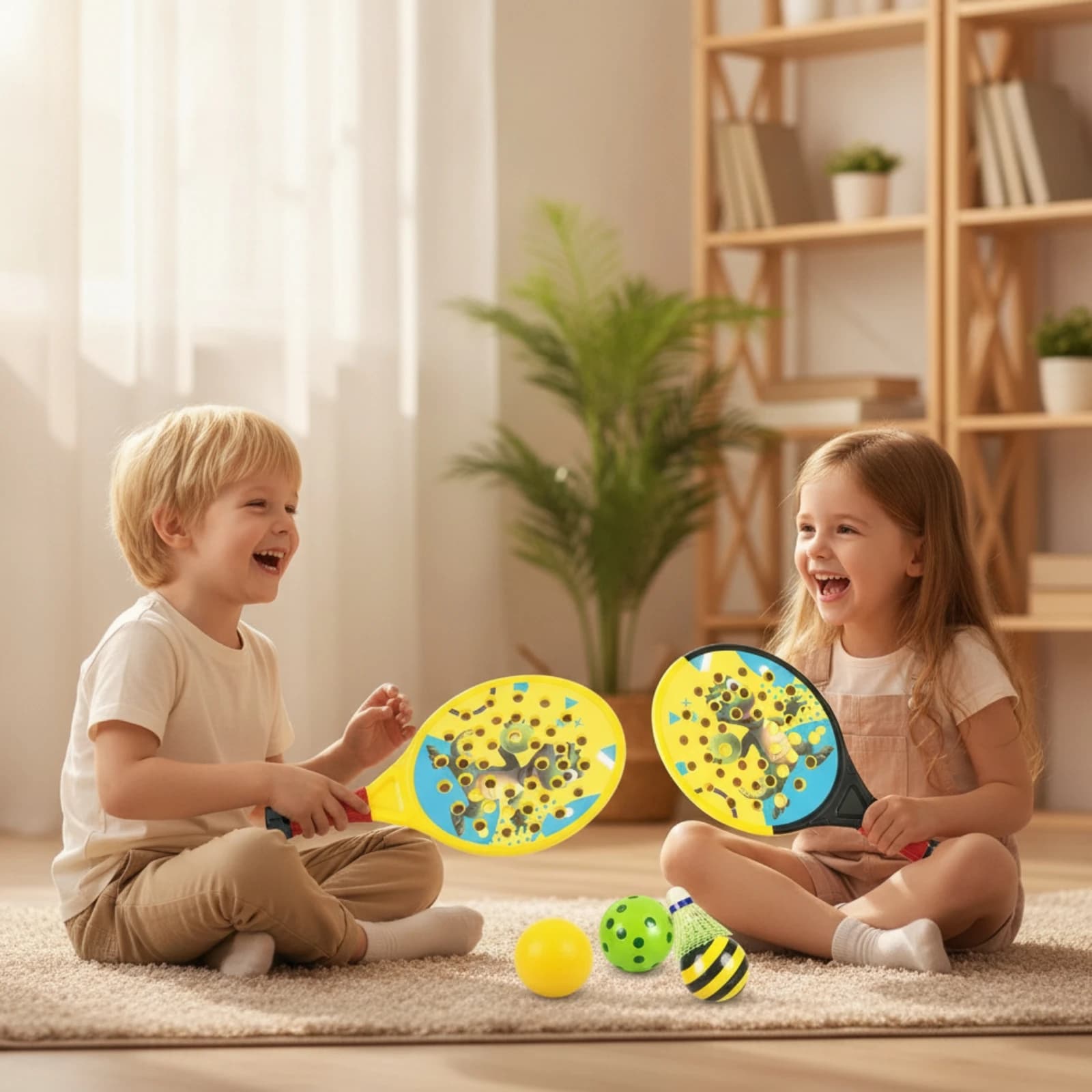 2 Pieces Children's Tennis Racket Easy-Grip Kids Tennis Racket Racquet Small Toy Long-Lasting for Beginners, Backyard, Park