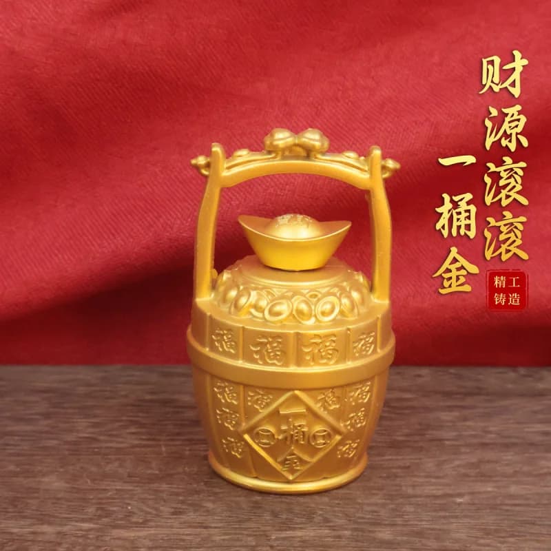 Ricchezza in lega che rotola Yuanbao d'oro Desktop Craft Soldi fortunati Secchio d'acqua Ornamento Fidget Spinner Regalo