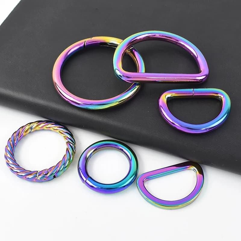 10Pcs 20-38mm Bag Strap Metal O D Ring Buckle Keychain Spring Loop Hook Colored Rings Clasp Pet Collar Hooks Hardware Supplies