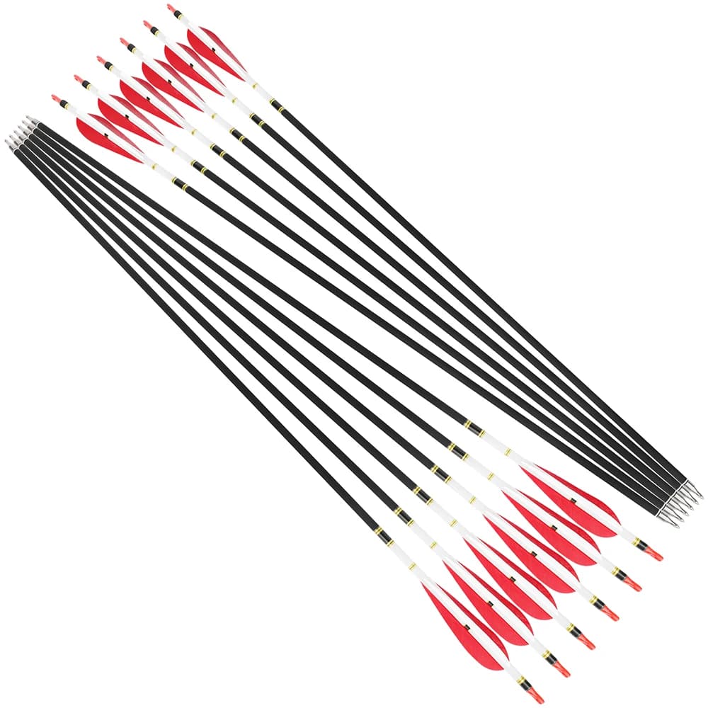6/12 Pezzi Frecce in Carbonio Spine500 da 31,5 Pollici con Punta da 100 Grani per Tiro con l'Arco, per Arco Ricurvo e Compound, Caccia e Pratica di Tiro