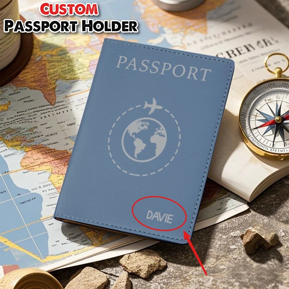 Porta Passaporto Personalizzato con Mappa, Copertina in PU, Accessorio Essenziale per Viaggi e Crociere, Sottile e Portatile