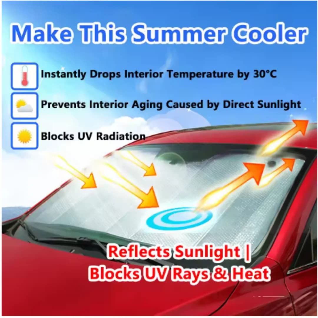 Car Windshield Sun Shade Foldable Aluminum Foil Sun Visor UV Heat Insulation Sunshade Cover Protector for Car Front Window Summe