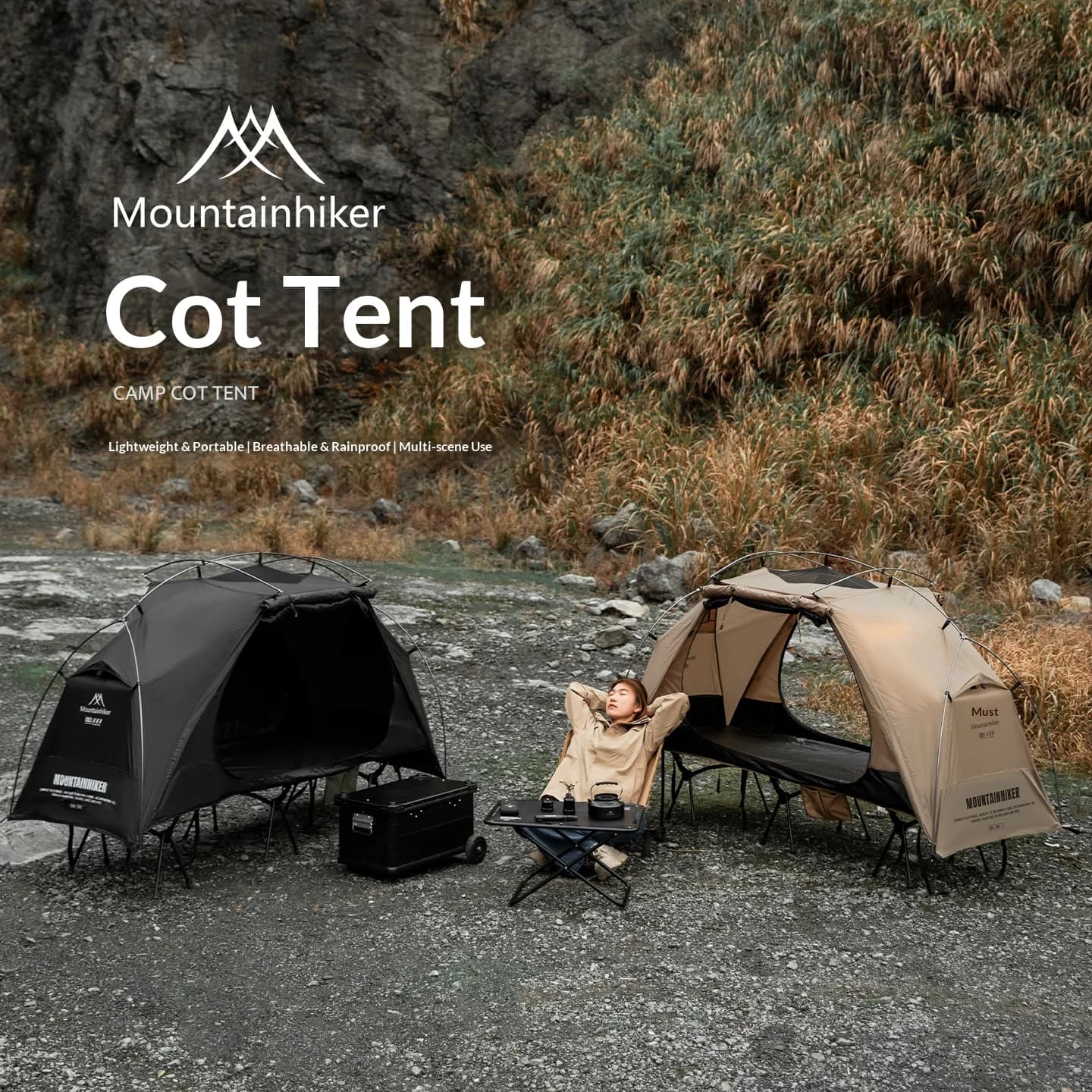 Mountainhiker Camping Cot Tent Integrated Foldable Sleeping Bed Tent Waterproof Windproof Portable Outdoor Sun Shelter Bed Tent