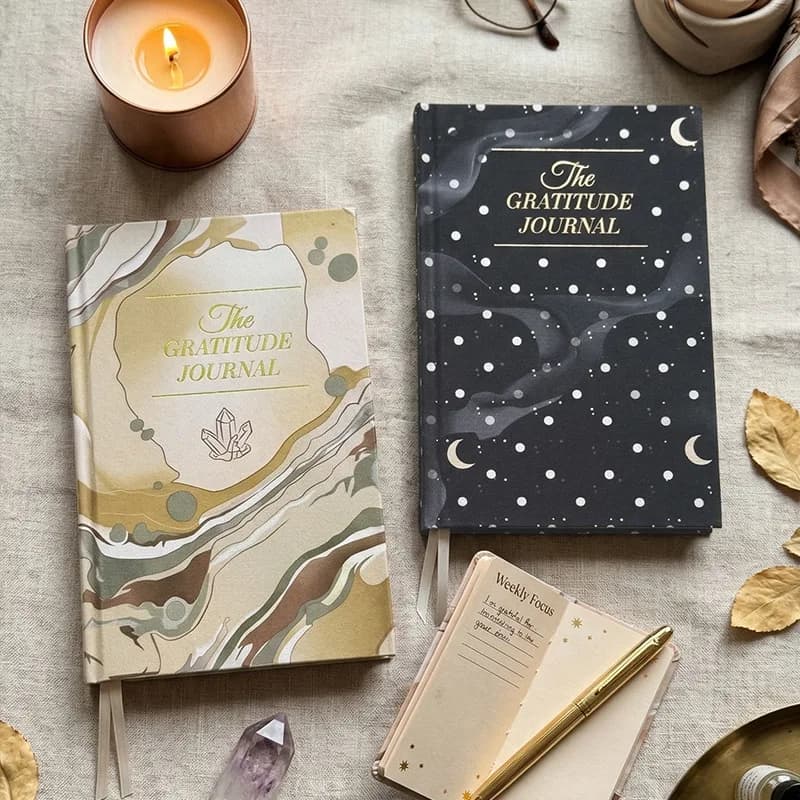 Nuovo Diario della Gratitudine A5 2026, Copertina Rigida con Lamina Dorata, Agenda Quotidiana per Mindfulness, Planner con Affermazioni Positive