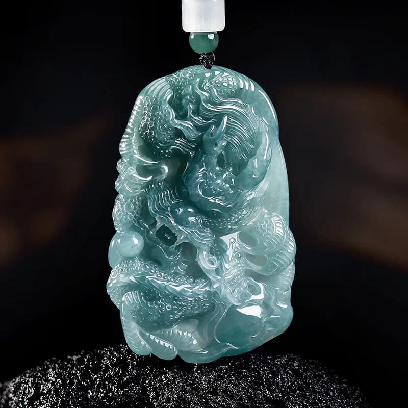Natural Burmese Jadeite Dragon Pendant Necklace Luxury Jewelry Fashion Accessories Designer Real Jade Charm Gifts for Women
