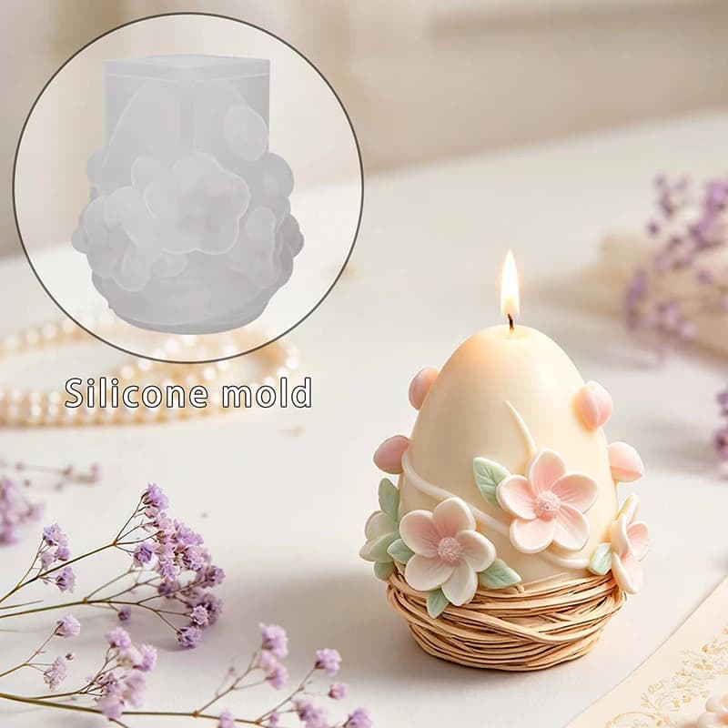 Egg Nest Relief Flower Egg Silicone Mold DIY Handmade Aromatherapy Candle Gypsum Epoxy Resin Making Molds Easter Home Decoration