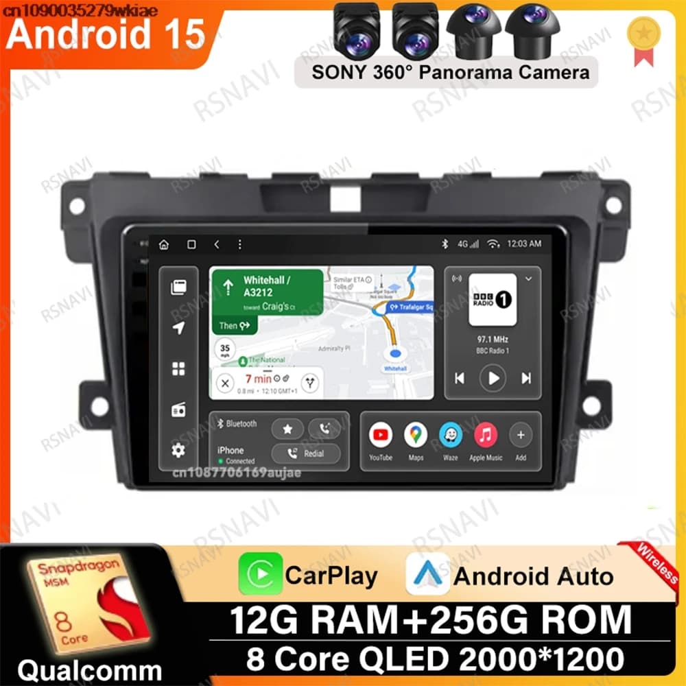 Android 15 Per Mazda CX-7 CX7 2008 2009 2010 2010 - 2015 Autoradio Multimediale WIFI + 4G 9/10 Pollici Sistemi DSP Qualcomm Wireless BT