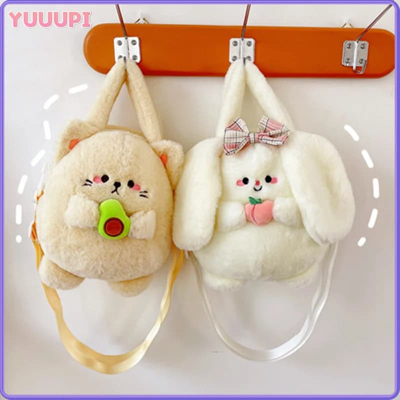 Nuovo coniglio gattino peluche zaino peluche coniglio tenere pesca gatto tenere avocado borsa a tracolla portatile regali di compleanno per ragazza