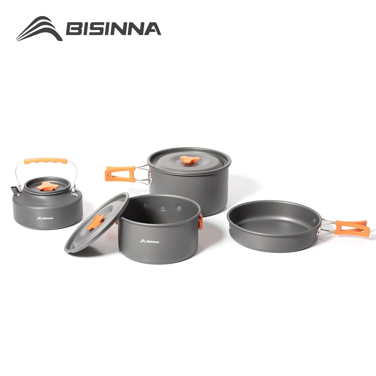 BISINNA Pentole da campeggio per esterni in lega di alluminio Utensili Bollitore per l'acqua Set da cucina per viaggi Escursionismo Picnic BBQ