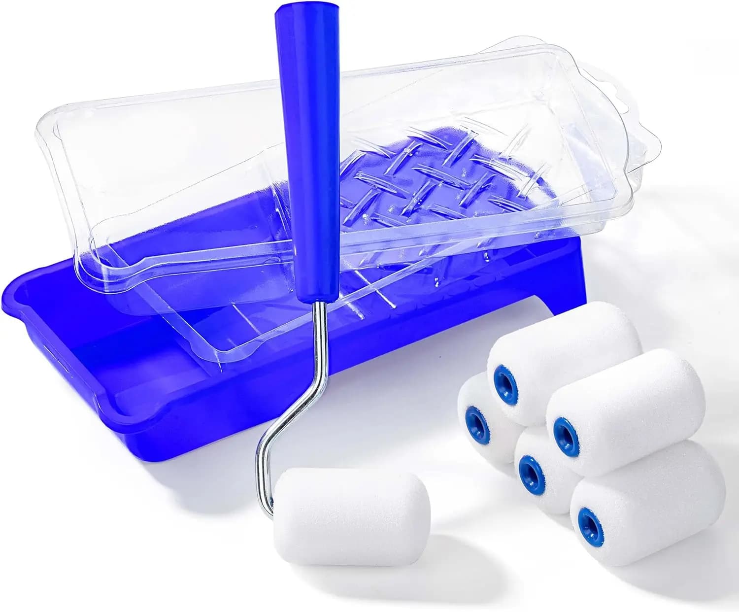 Kit di rulli per pittura in schiuma da 2 pollici, 10 pezzi con vassoio e rivestimenti per piccoli progetti di pittura