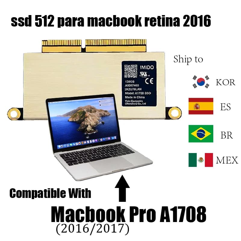 MacBook Disco SSD 1 TB Para Laptop compatibile con il modello A1708 (fine del 2016 metà 2017 anno) (EMC 2978/3164) SSD portatile 512g 2t 256gb