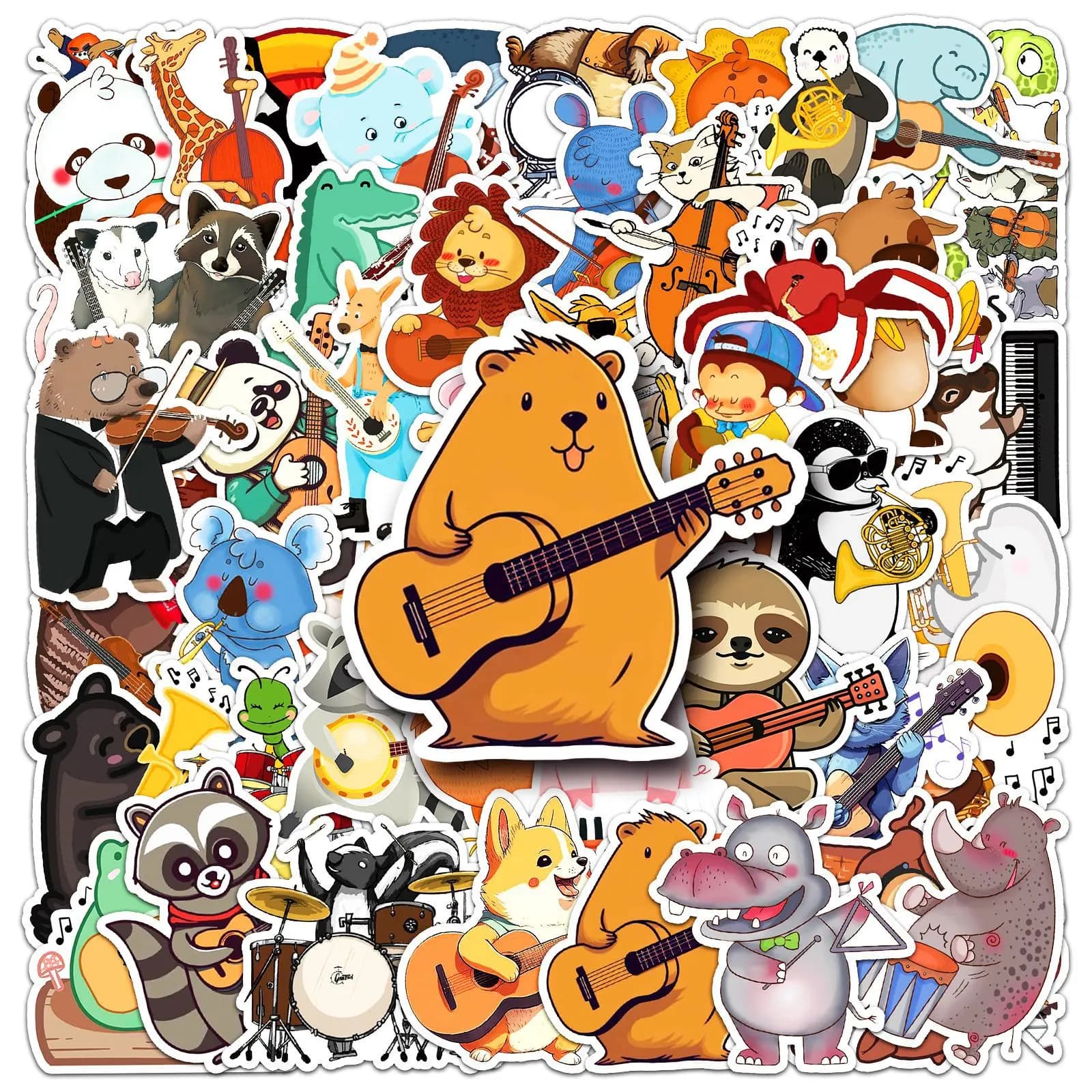 10/50 pieces stickers for animal concerts cartoon musical instrument graffiti helmet diy bicycle laptop diary phone album ornament