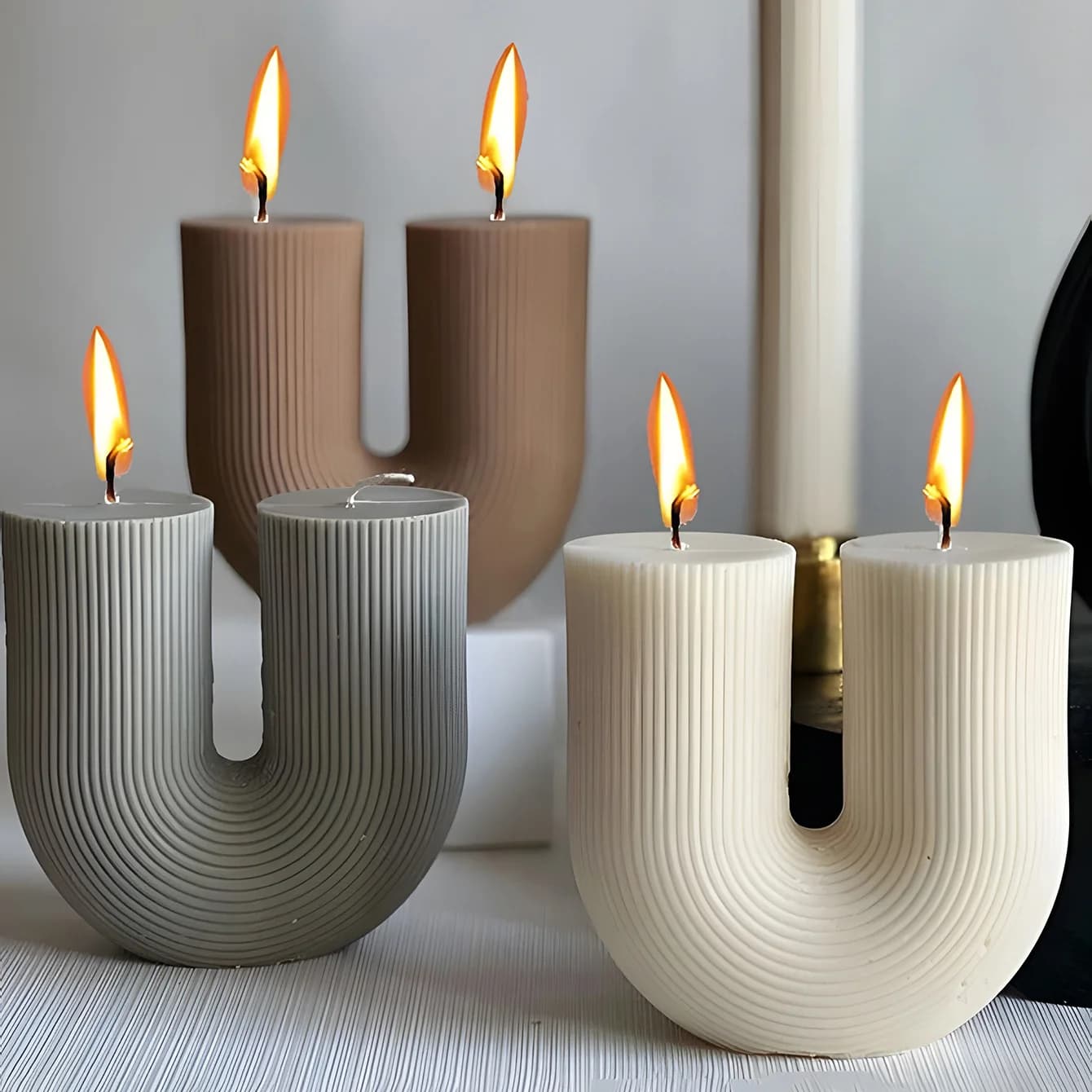 Stampo in silicone a strisce con tubo metallico a forma di U 3D, candela profumata, sapone, resina, gesso, artigianato, stampo, decorazioni per la casa fai da te, stampo durevole
