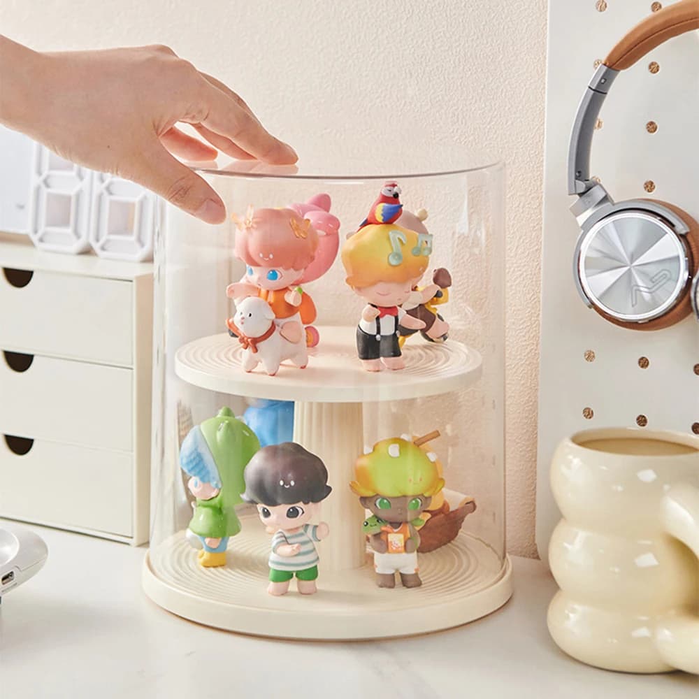 Transparent Plastic Storage Rack, 360 Degree Rotatable Desktop Display Rack, Lego Doll Desktop Dustproof Storage Box