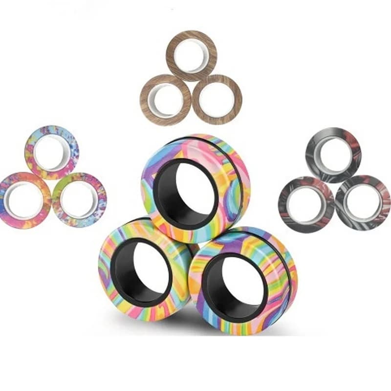 Anelli Magnetici Fidget Spinner con Graffiti Camouflage, Giocattolo Rotante Antistress per Adulti, Allevia Ansia e Rilassa