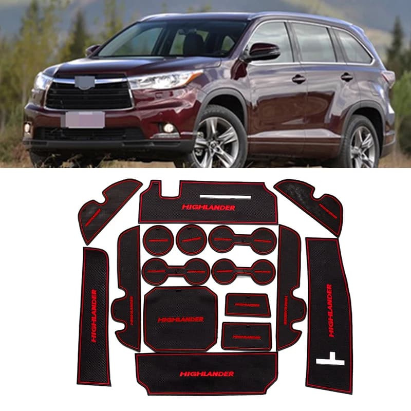16 pcs anti-slip rubber mat for car submachinery Set door mat for Toyota Highlander 2015 2016 2017 2018 2020 2021 accessories