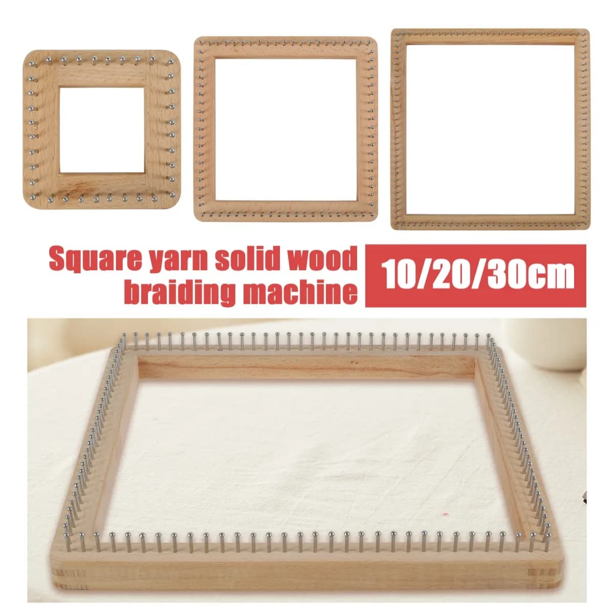 Square Knitting Loom Beech Wood Knitting Board DIY Handcraft Weaving Loom Tools Needlework Crochet Pegs DIY Board Accessories