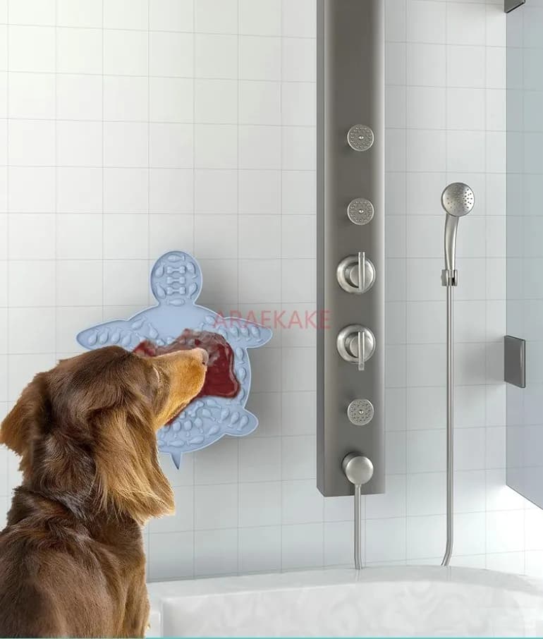 Tappetino per cibo lento per cani, ventosa per cibo lento per animali domestici in silicone, bagno per cani, doccia, tappetino per leccare