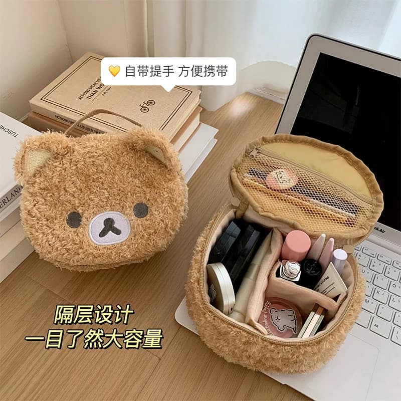 Rilakkuma Plush Makeup Case Anime Relaxed Bear Cosmetic Bag Women's Jewelry Bag Girl Organizer Bag Gift Hot Sale
