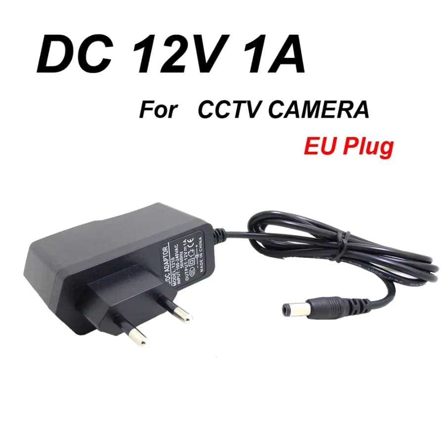 12V1A EU Plug DC Power Adapter Supply Charger for Security Surveillance INput AC 100-240V ,Output 12V 1000mA (2.1mm*5.5mm)