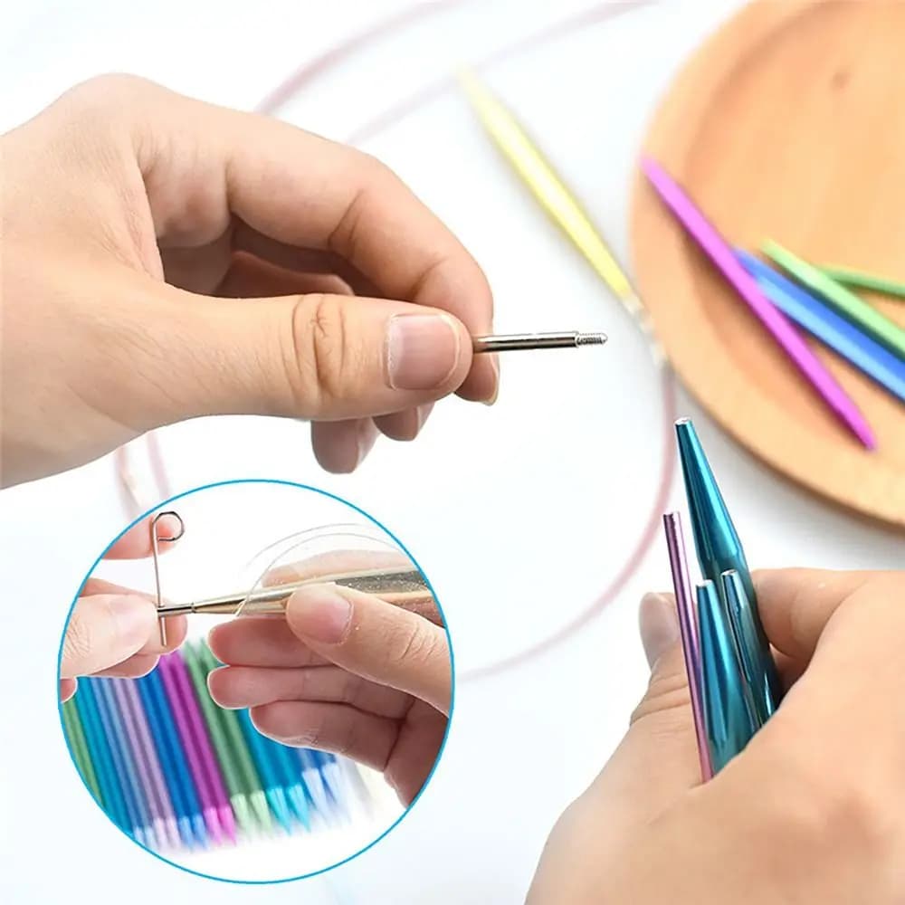 Set di ferri da maglia intercambiabili Forniture per maglieria in plastica di alluminio Uncinetti Strumenti per maglieria Maglione all'uncinetto Lana