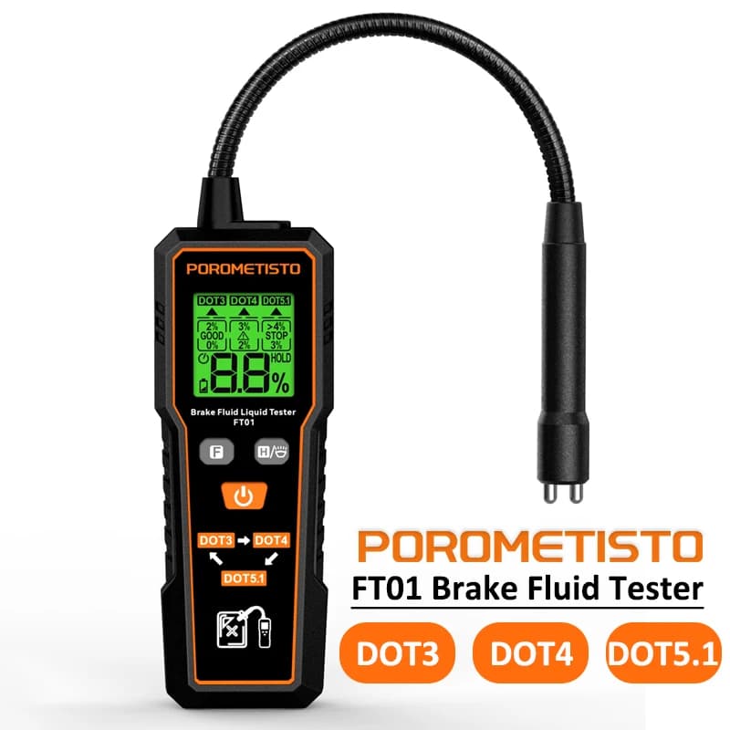 FT01 Digital Brake Fluid Tester Auto Car Brake Oil Moisture Detector Tester for DOT3/DOT4/DOT5.1 with Backlight Flexible Probe