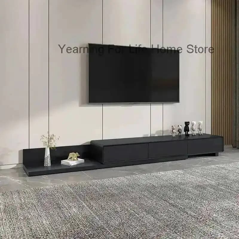 Mobile TV da terra bianco di design, unico e di tendenza, per intrattenimento, film e TV, con spazio per monitor e archivio, per camera da letto