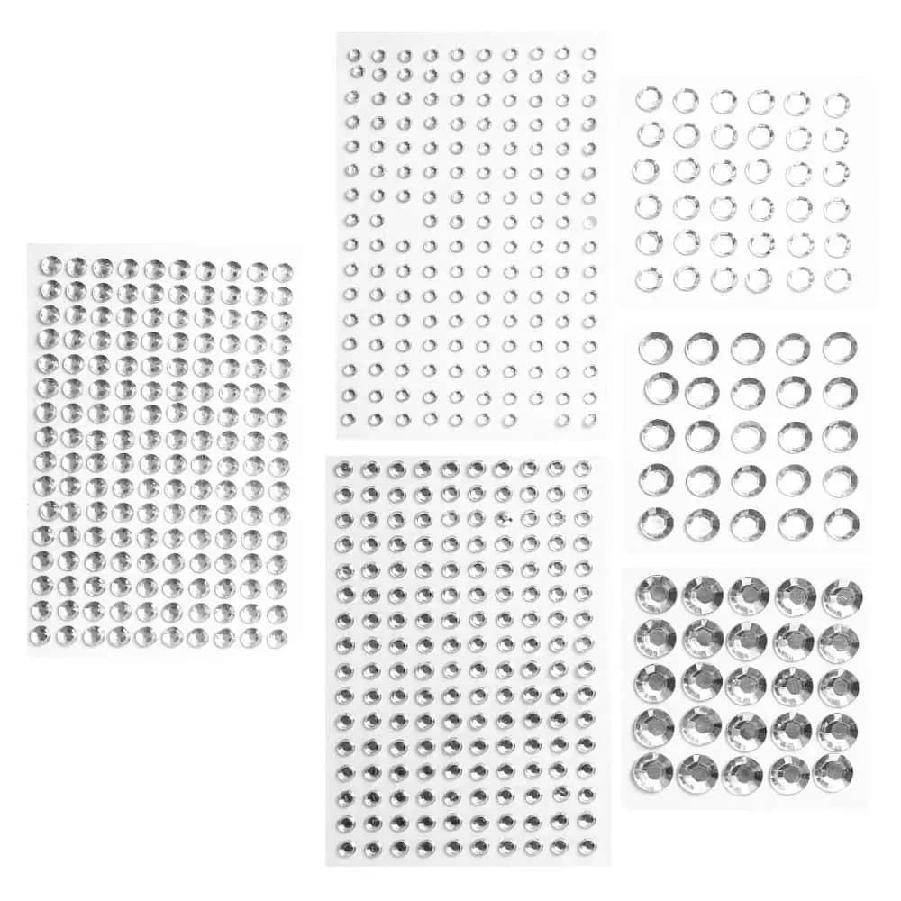 Adesivi in Cristallo con Strass Lucidi per Viso, Adesivi Autoadesivi per Sopracciglia e Ombretto, Gemme Diamantate 3D Piatte da 3-12MM