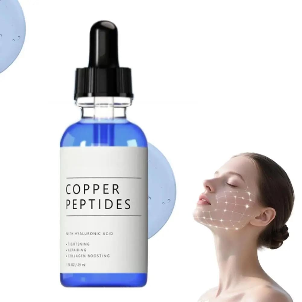 Siero al Peptide di Rame da 29ml con Acido Ialuronico, Siero Rassodante e Riparatore, Essenza Originale per Stimolare il Collagene, Anti-invecchiamento e Riparazione della Pelle