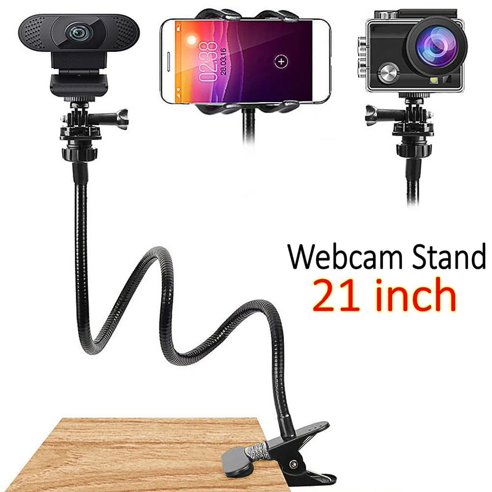 Support for Webcams with 1/4''' Phone Door, 21 Inch Flexible Support for Projector, Desk Microphone for Logitech Brio 4K