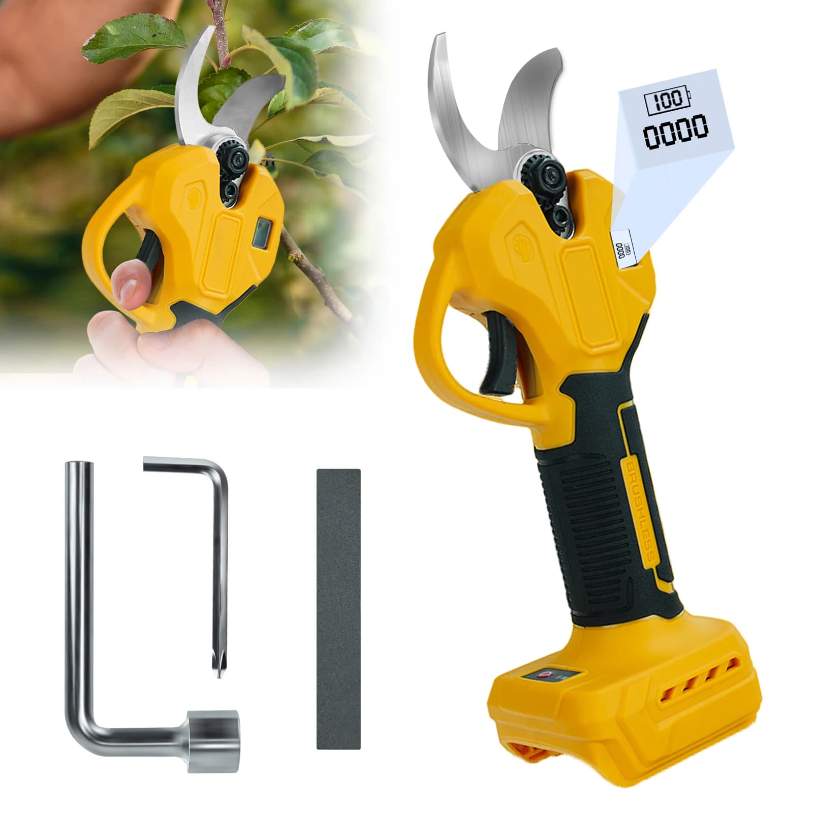 Electric pruning shears 30 mm 600 W brushless for DeWalt 20 V battery garden pot (no battery)
