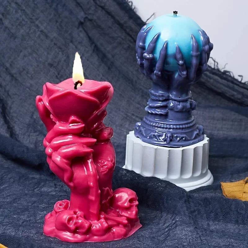 diy epoxy resin halloween claw ghost hand ball aromatherapy ornament mold, ghost hand rose aromatherapy candle silicone mold