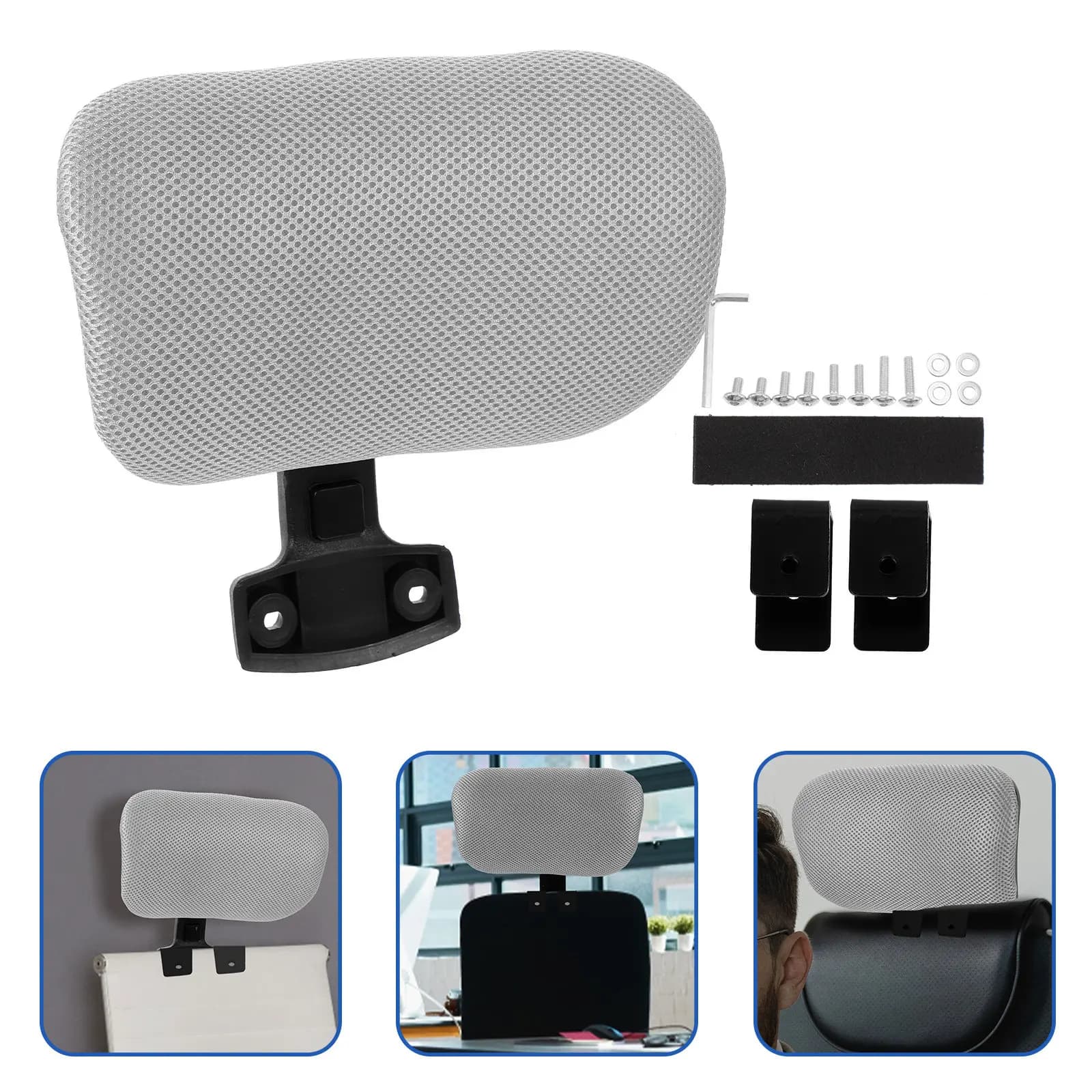 1 set di sedie con poggiatesta regolabile in altezza, cuscino per la testa, per computer, uso ergonomico in ufficio, supporto per il collo, sollievo per le spalle