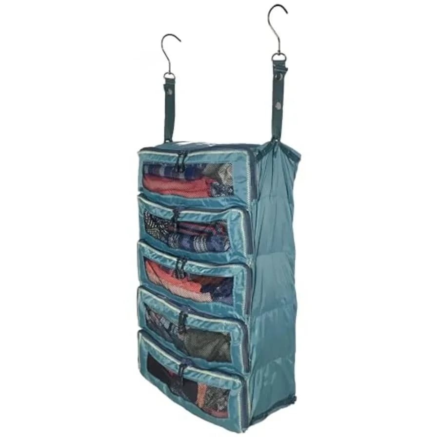 Organizer da Viaggio Appendibile per Valigie, Grande Organizzatore per Bagagli Adatto a Qualsiasi Valigia, Cubi di Imballaggio con Finestra in Rete, Nero, Salvaspazio