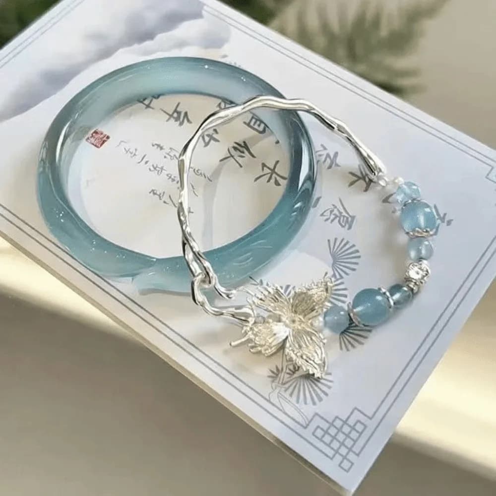 Bracciale Etnico Regolabile con Catena di Perline, Nappa e Campanelle, Stile Cinese Elegante, con Chiusura di Sicurezza