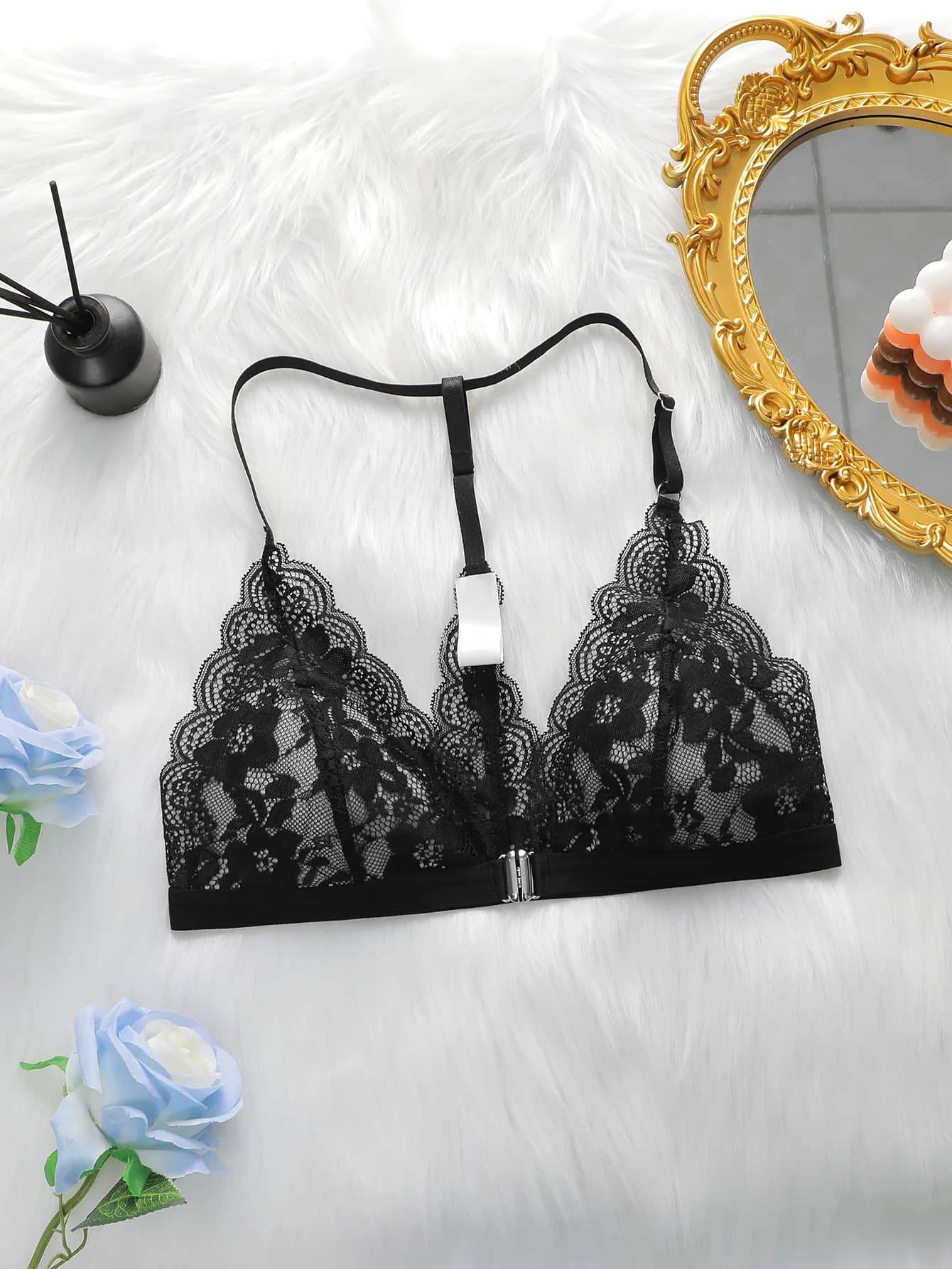 Intimo da donna in pizzo con fibbia frontale senza anello in acciaio raccolto spalline push up reggiseno traspirante e aderente YS2823