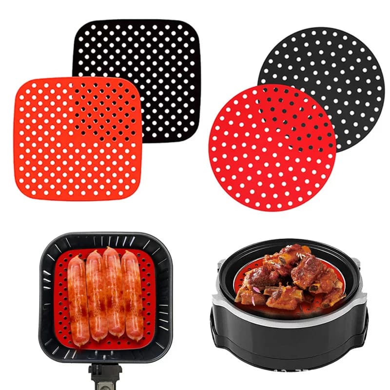 Tappetino in silicone riutilizzabile per friggitrice ad aria Tappetino da forno antiaderente Strumenti per pasticceria Tappetini per olio per torte Piattino alla griglia Accessori da cucina