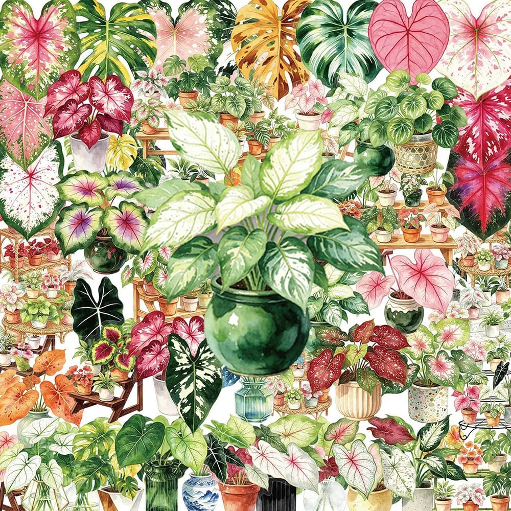 10/30/50pcs Transparent Colorful Plant Leaf Stickers Cute Cartoon Graffiti Decals DIY Notebook Luggage Laptop Decoration Sticker