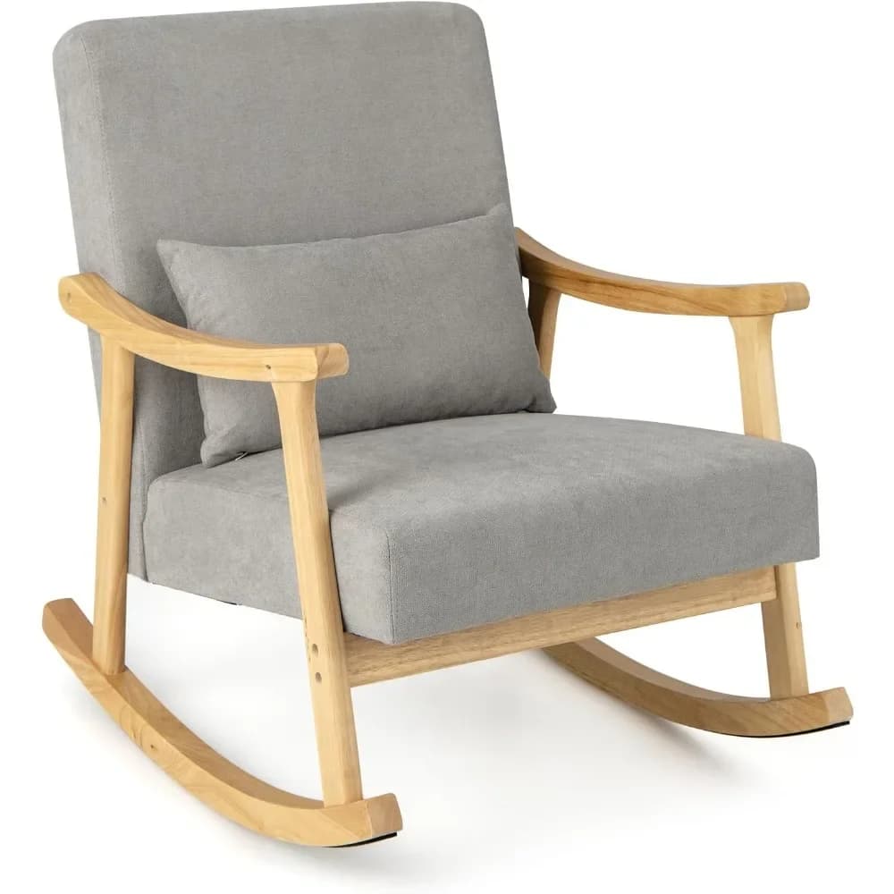 Sedie a dondolo con cuscini morbidi, sedie a dondolo con cuscini in legno e sedute imbottite, sedie a dondolo ergonomiche per l'asilo