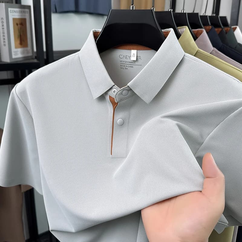 Luxury men's summer short sleeve polo shirt high-quality ice silk lightweight breathable new T-shirt casual fashion lapel top
