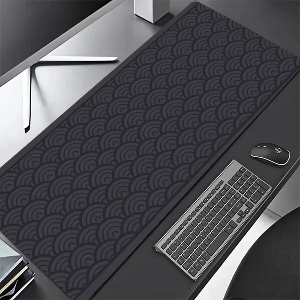 Gaming XL Mouse Carpet with Japanese Wavy Seigaiha Pattern, Minimalist, for Zen Furniture