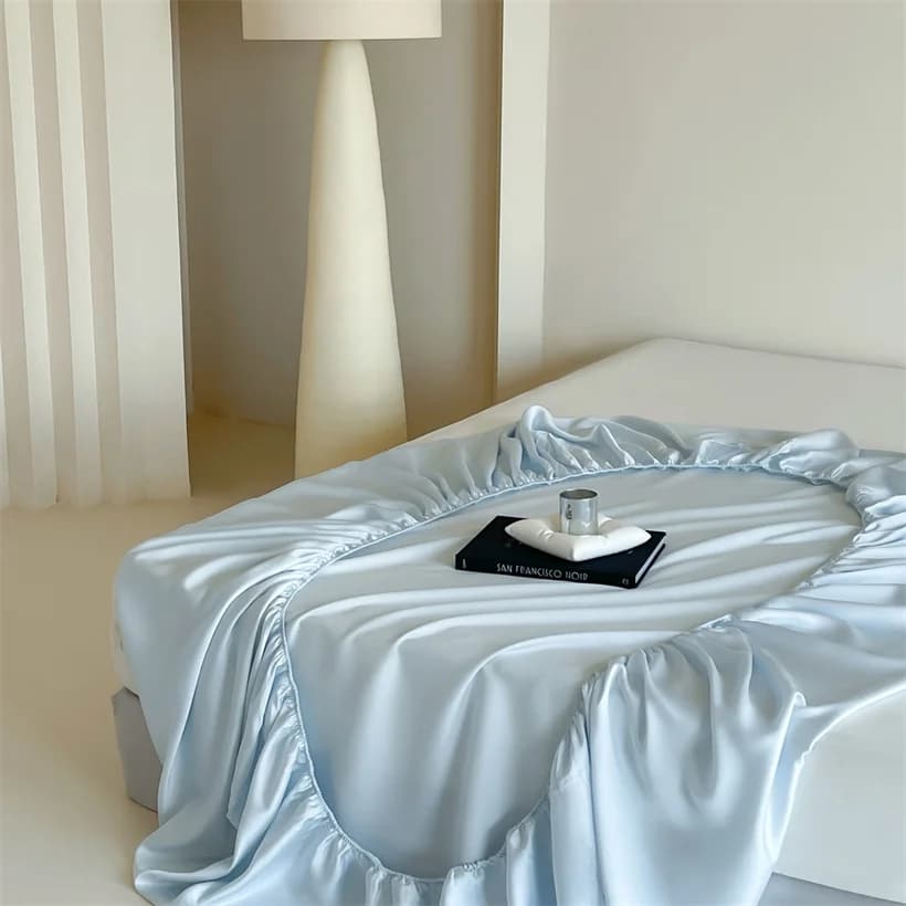 Cover with sheet with silk corners of mulberry with full elastic band for king size double bed linen