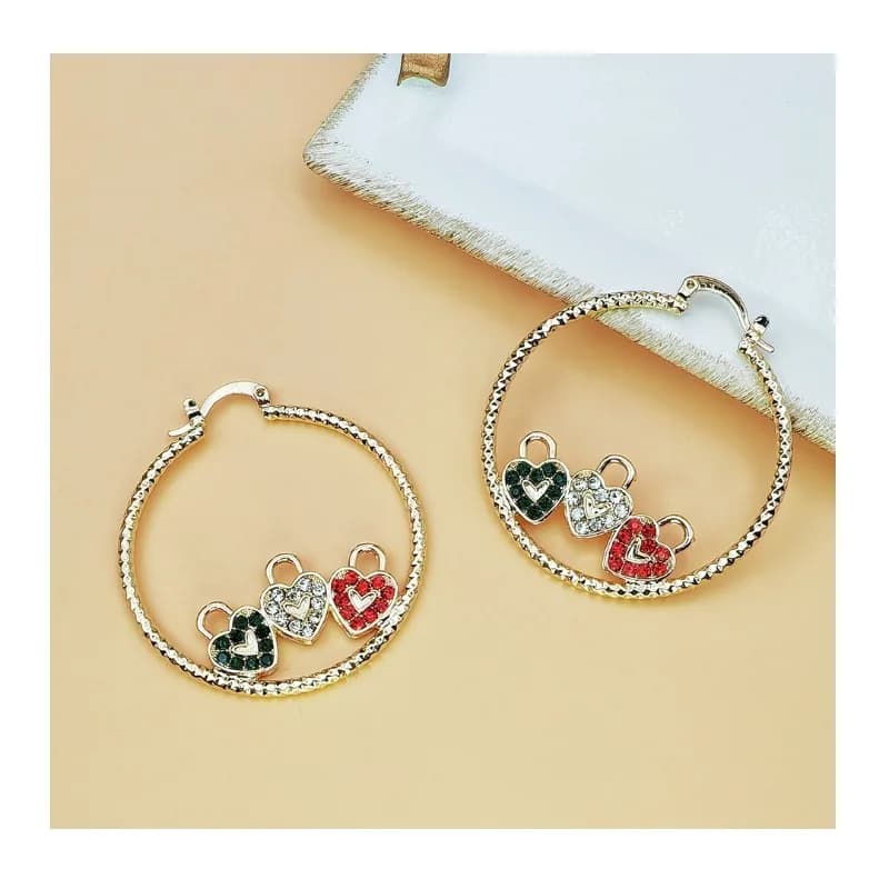 Hot Sale Fashion Color Circle Love Earrings Copper Gold Plated Geometric Versatile Simple Earrings