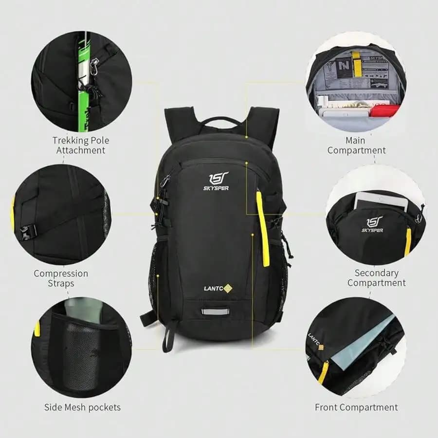 Lightweight Travel Backpack 20L 30L Daypack For Men And Women With Trekking Pole Attachment