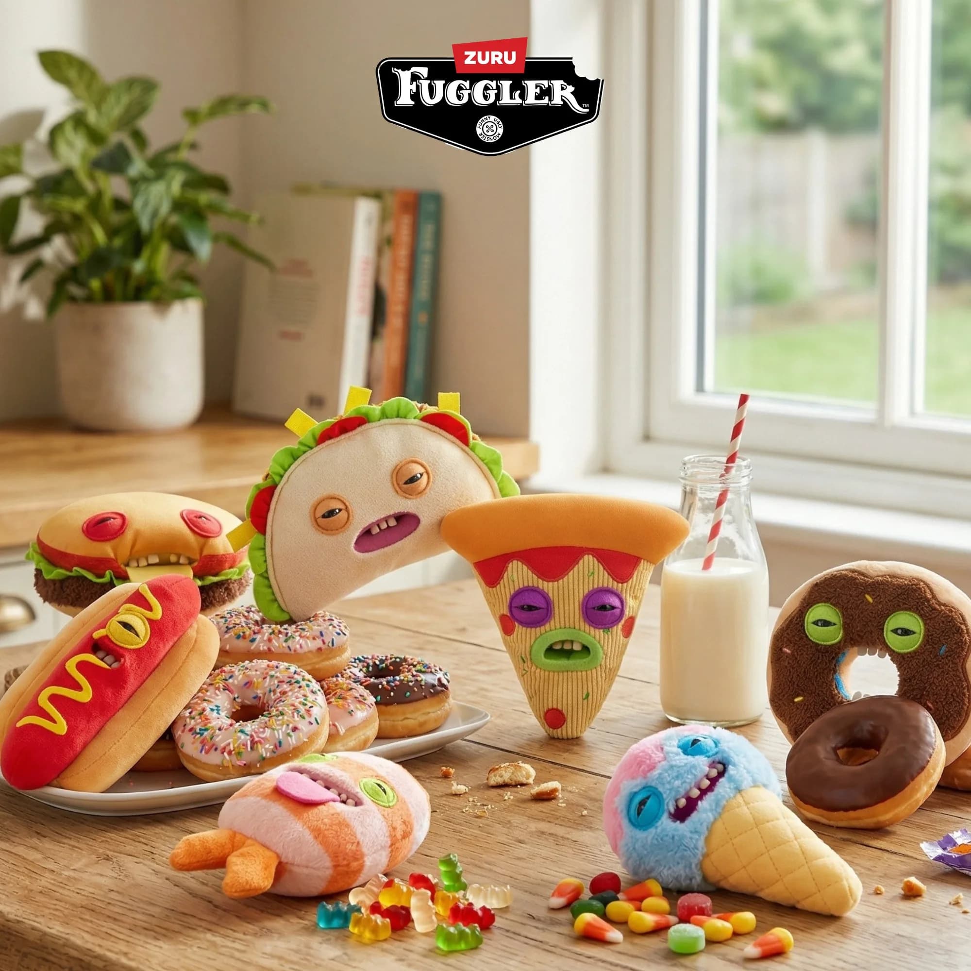 Fuggler Plush Blind Box Food Fuggalicious Delicacy Hamburger Pizza Plush Kawaii Mystery Box Regalo di Compleanno Divertente