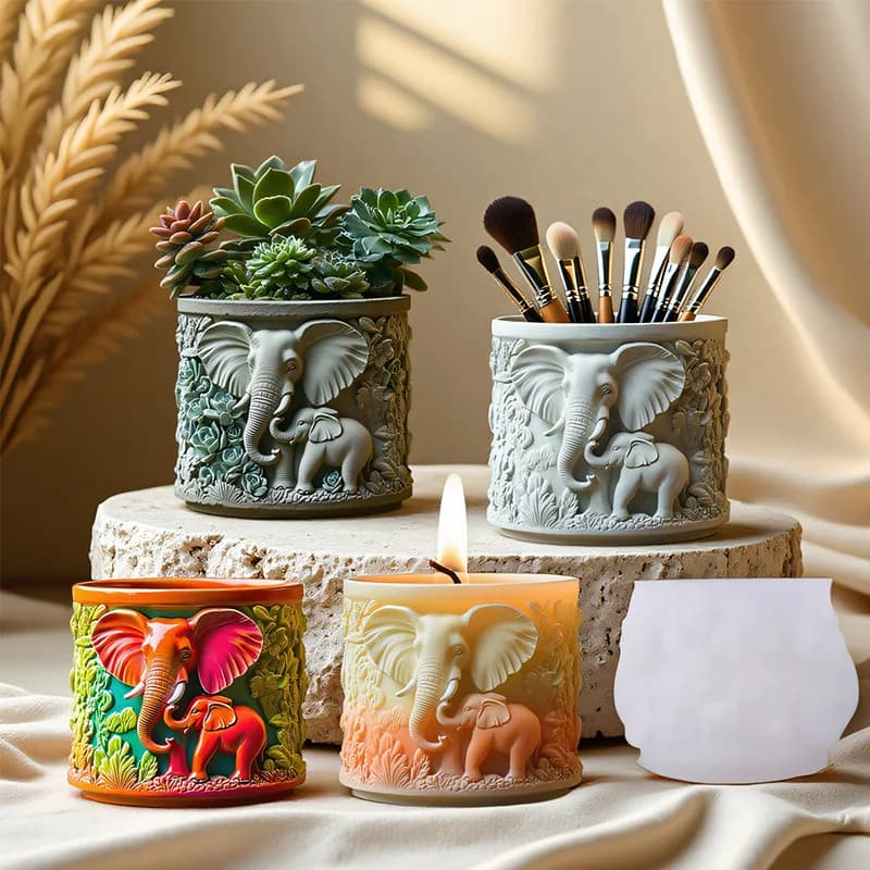 Pianta grassa vaso di fiori in resina stampo in silicone sollievo elefante vaso di fiori stampo cemento gesso candela tazza vaso stampo decorazioni per la casa