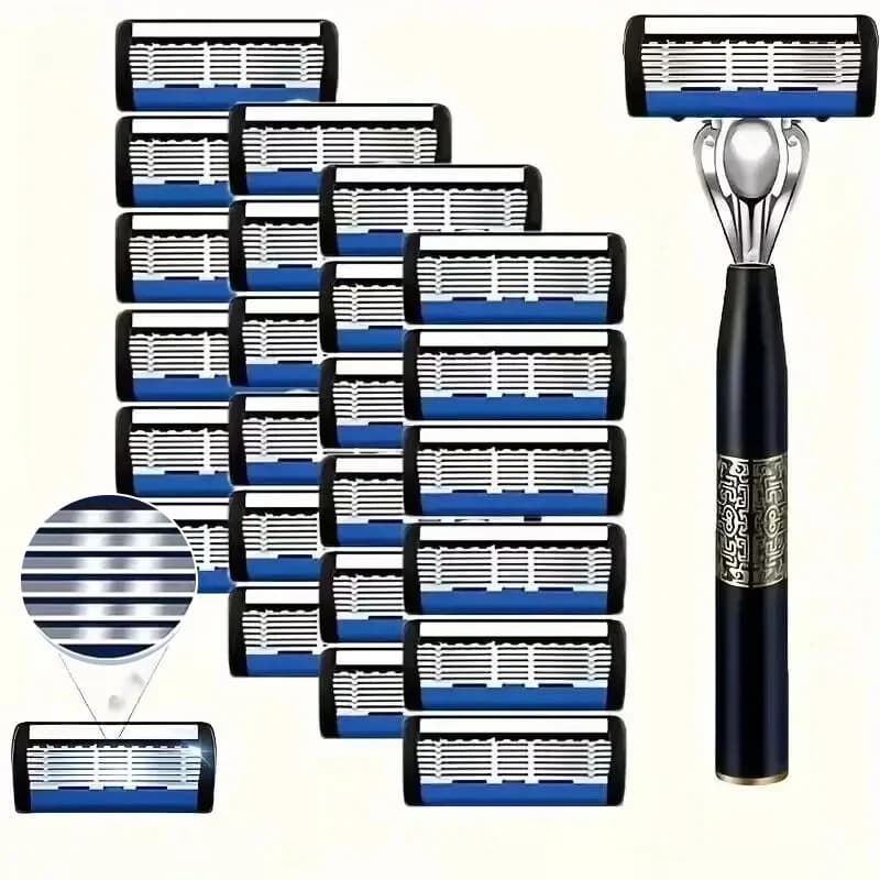 Washable metal ordinary beard and beard, 7-layer manual shaver, stainless steel blade, metal shaver door.