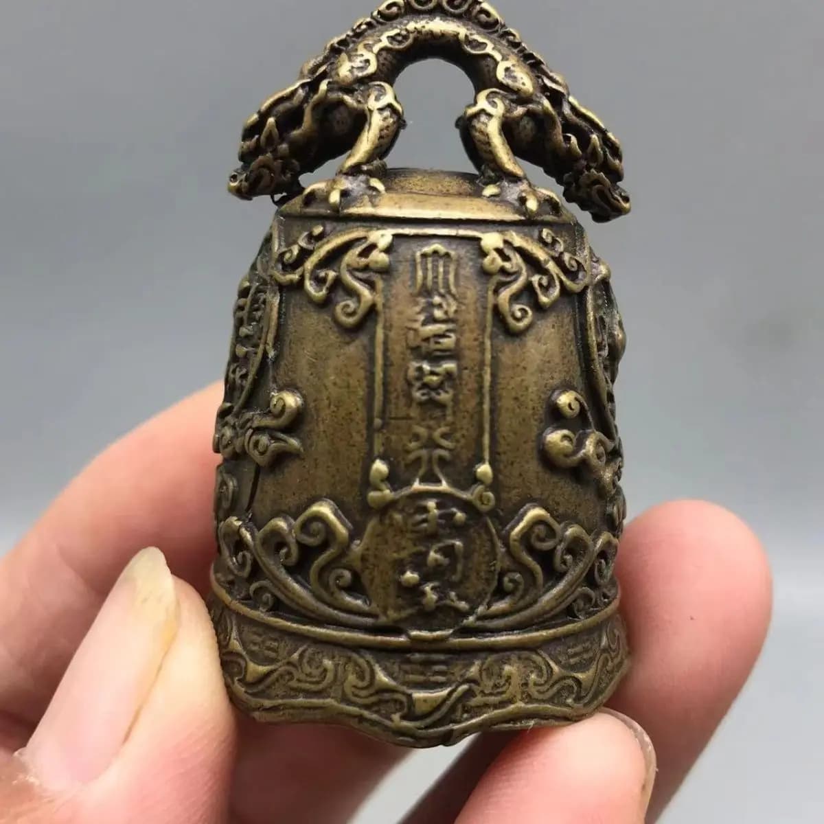 Tibet Tibetan Dragon bell Buddhist bell Statue Ornament Home Office Cabinet Deco Desktop Decor Figurines