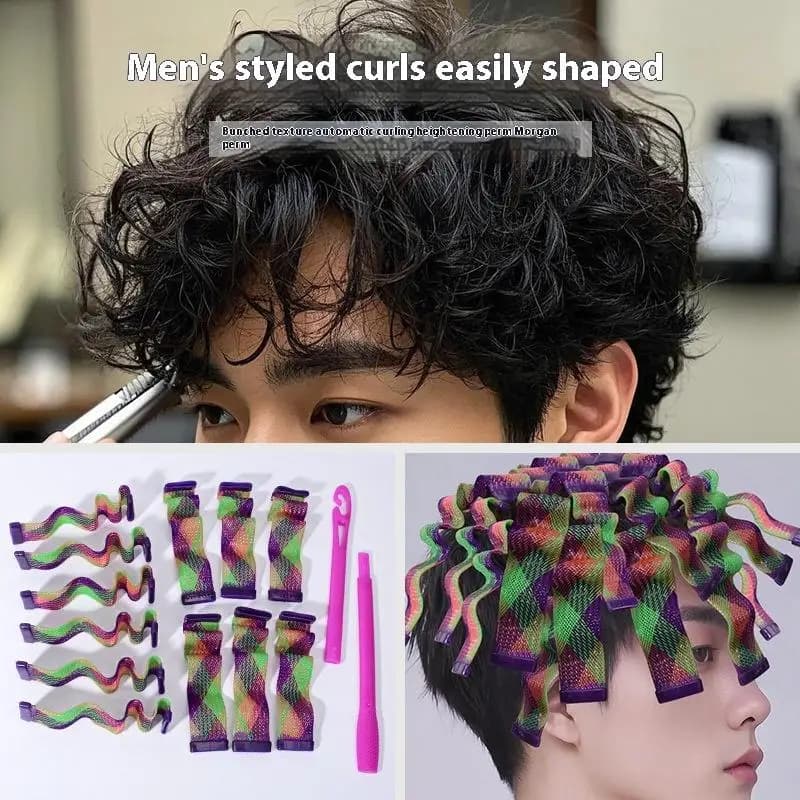Set di 18/28 Pezzi di Arricciacapelli Magici Senza Calore per Onde Naturali, Ferro Automatico per Modellare e Texturizzare i Capelli